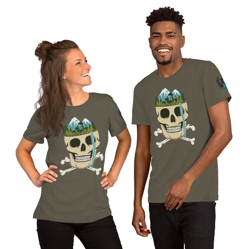 Skull Waterfall Unisex t-shirt ,  Army / 4XL  |  Hungry Phoenix Apparel