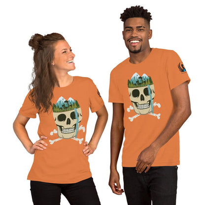 Skull Waterfall Unisex t-shirt ,  Burnt Orange / 2XL  |  Hungry Phoenix Apparel