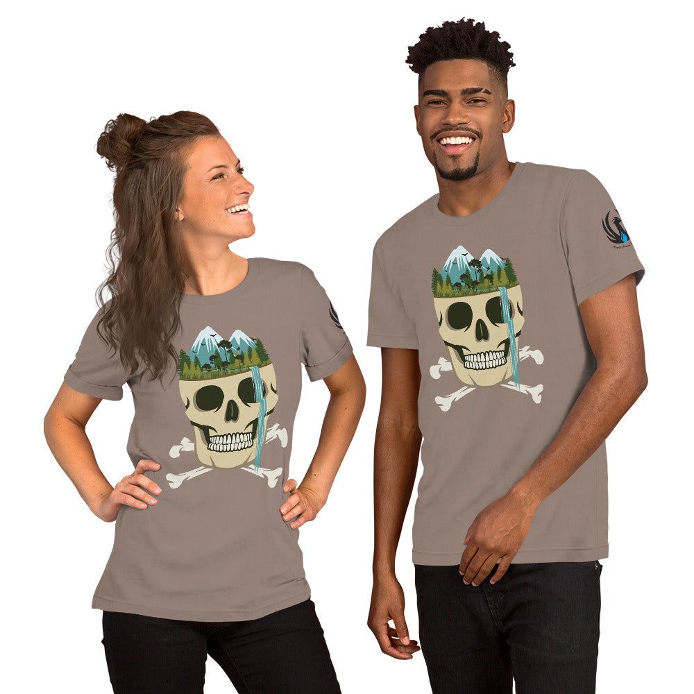 Skull Waterfall Unisex t-shirt ,  Pebble / 4XL  |  Hungry Phoenix Apparel